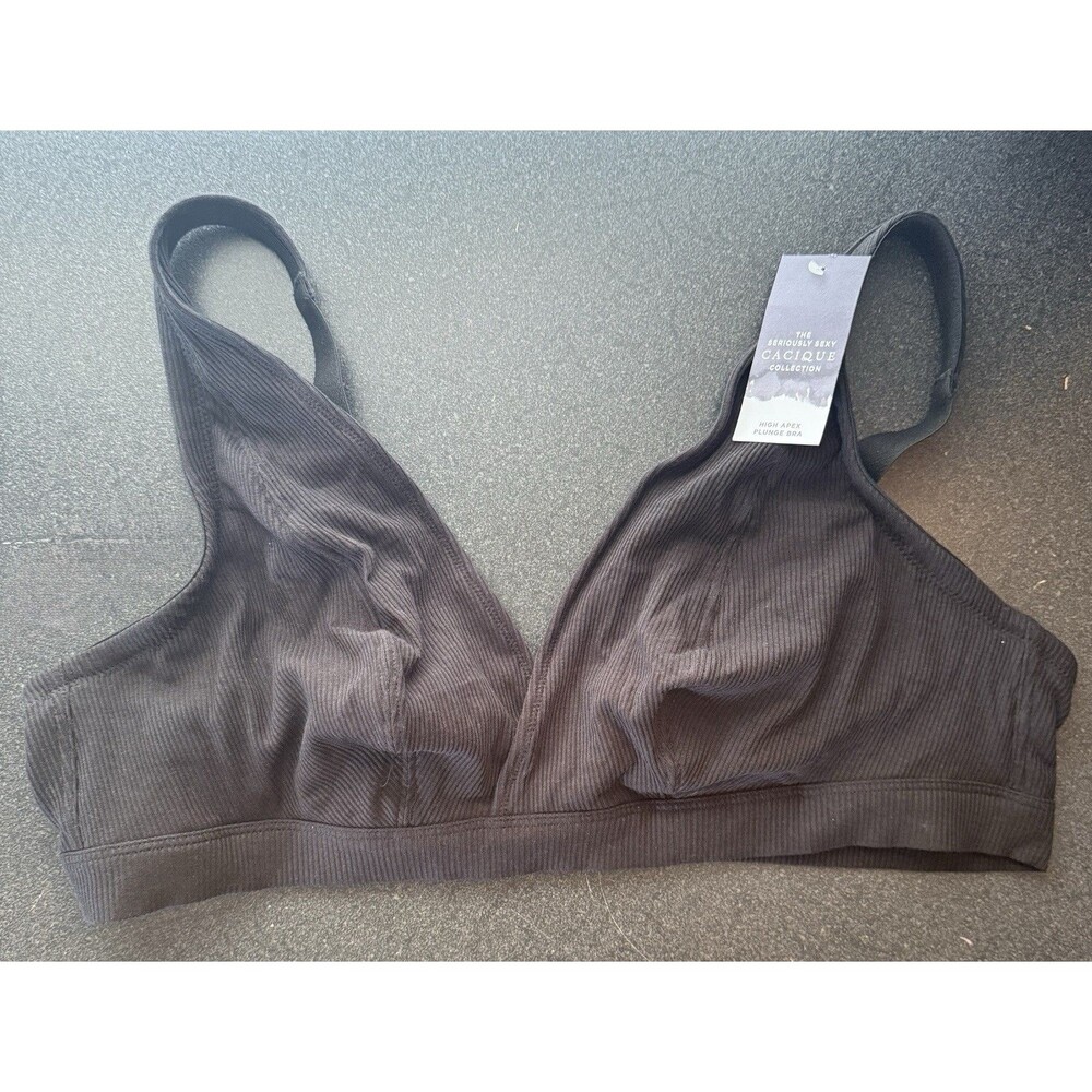 NWT Cacique Bra 46C Seriously Sexy High Apex Plunge Bra Unpadded Wireless soft
